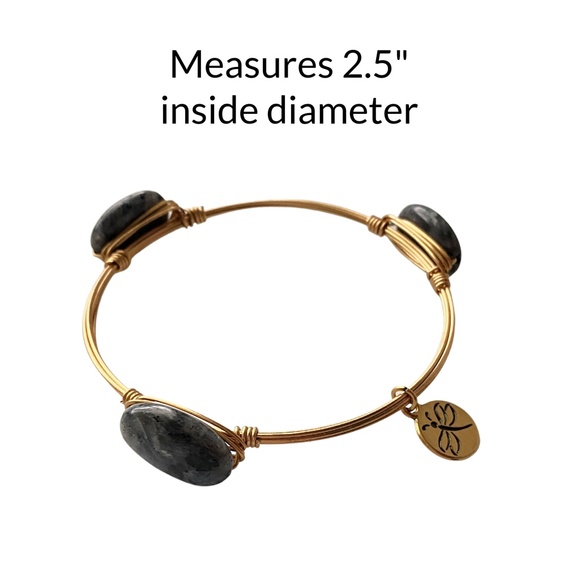 Crystal Wire Bangle Black Moonstones - Picture 2 of 2